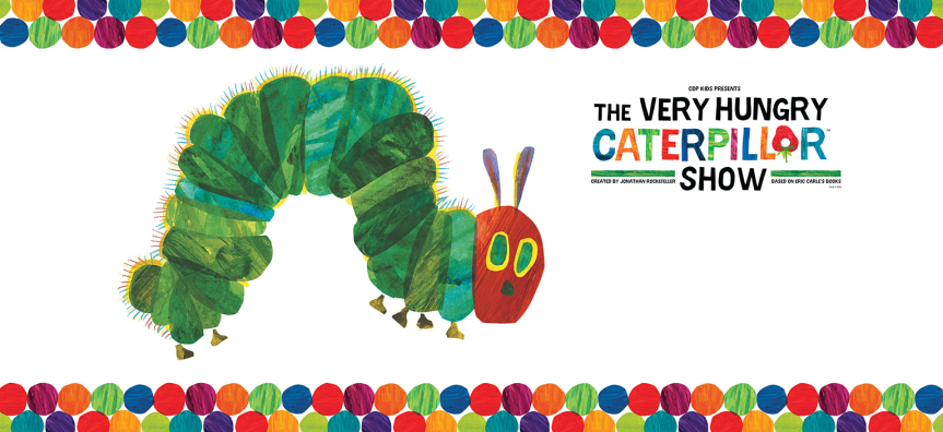 Colourful illustration of the very hungry caterpillar